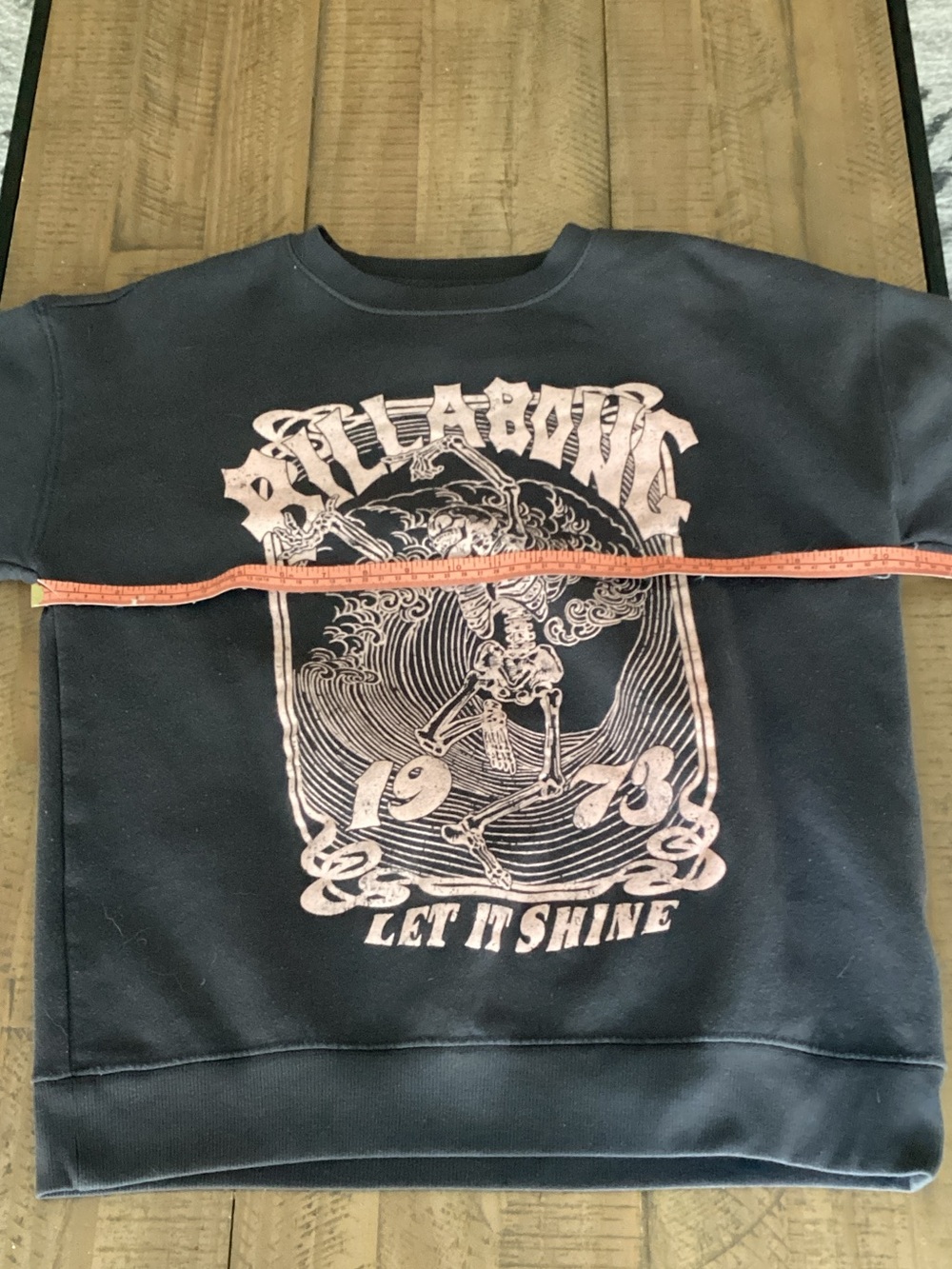Billabong Black Crewneck Sweatshirt with Pink Surf Skeleton Print - Picture 3 of 7